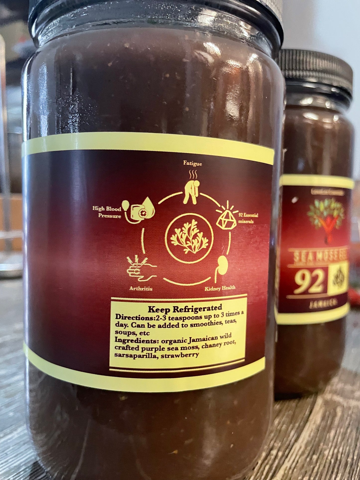 Chaney root Sarsaparilla Purple & Gold Sea moss with Organic strawberry